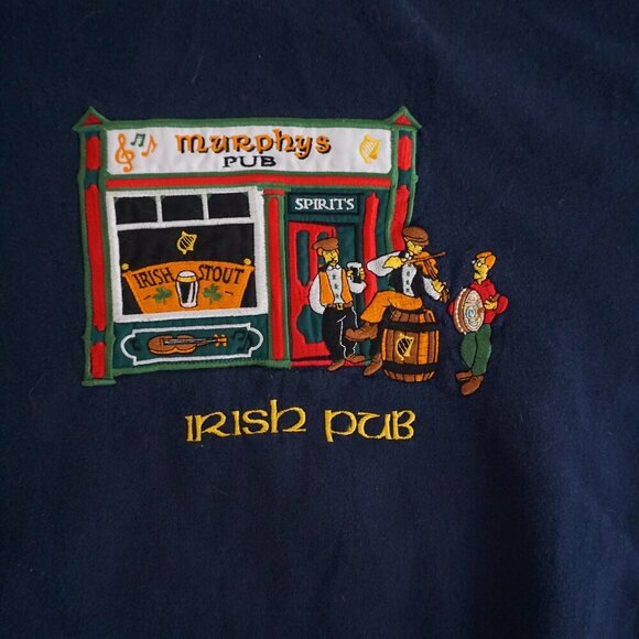 VTG Gildan Navy Heavyweight Cotton Murray's Pub Irish Pub Crewneck Sweater XL - Picture 5 of 10